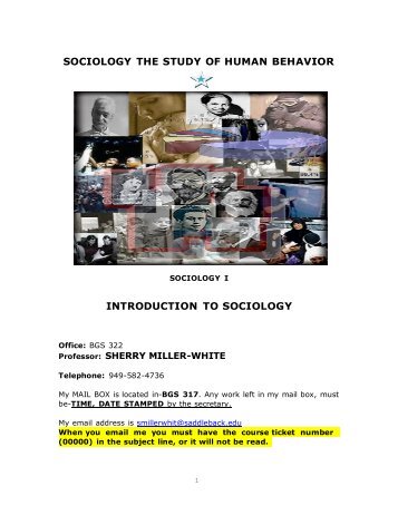 sociology 1 generic syllabus - Saddleback College