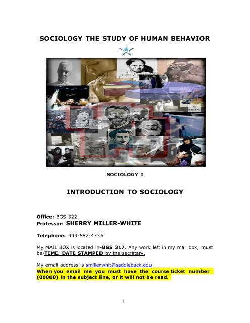 sociology 1 generic syllabus - Saddleback College