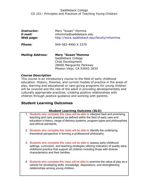 principles and practices in teaching young children sample syllabus sample