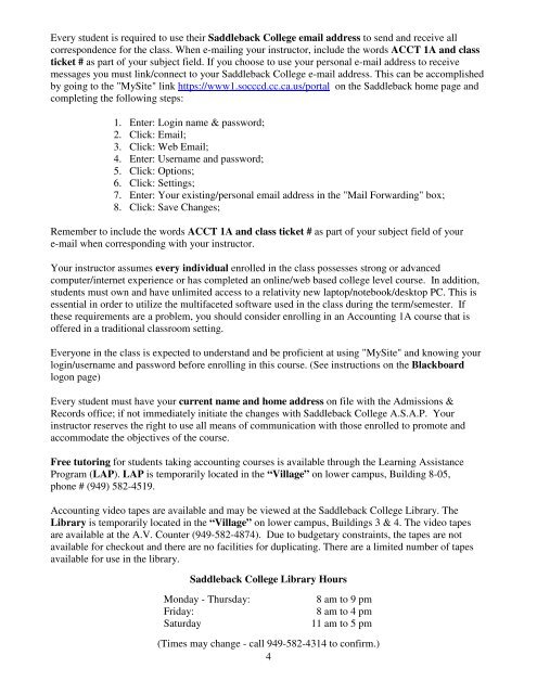 Financial Accounting (Acct. 1A) - Saddleback College