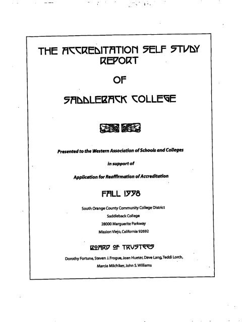 1998 Self-Study Report - Saddleback College