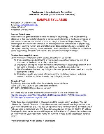 SAMPLE SYLLABUS - Saddleback College