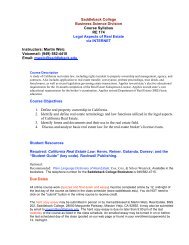 Saddleback College Business Science Division Course Syllabus RE ...