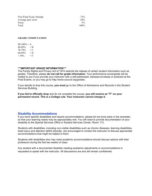 Saddleback College Business Science Division Course Syllabus RE ...