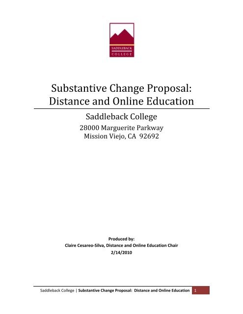 Substantive Change Proposal - Saddleback College