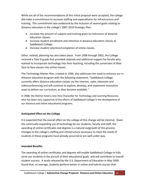 Substantive Change Proposal - Saddleback College