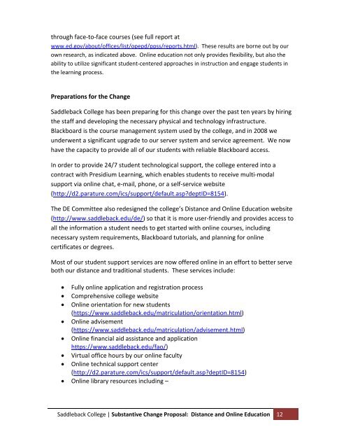 Substantive Change Proposal - Saddleback College
