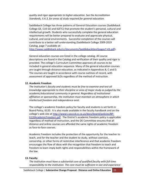 Substantive Change Proposal - Saddleback College