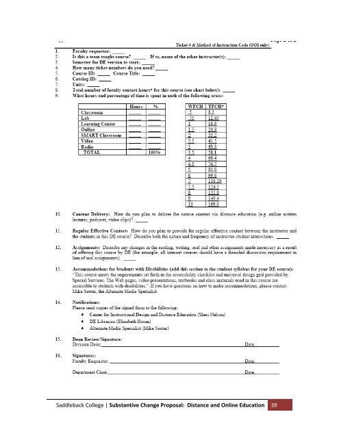 Substantive Change Proposal - Saddleback College