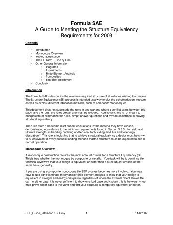 Formula SAE A Guide to Meeting the Structure Equivalency ...