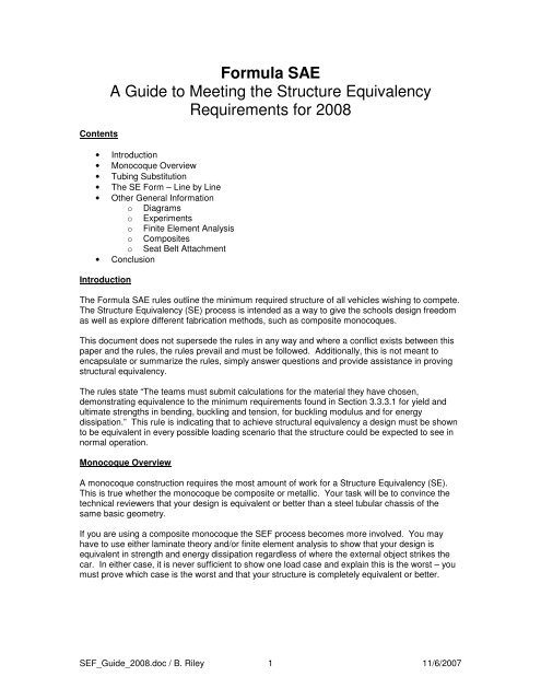 Formula SAE A Guide to Meeting the Structure Equivalency ...