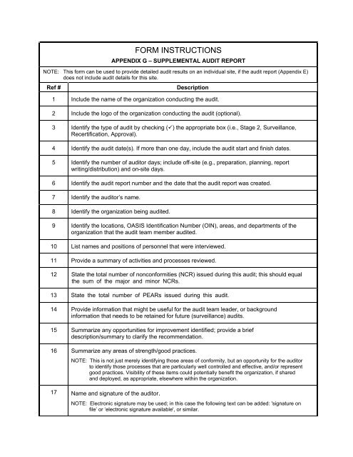 Objective Evidence Record (OER) - SAE