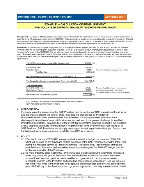 board of directors governance policy manual - SAE International