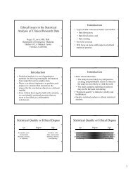 Ethical Issues in the Statistical Analysis of Clinical Research Data ...