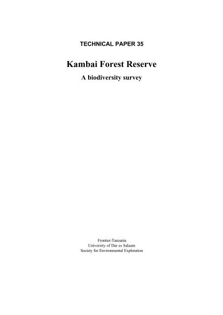 Kambai Forest Reserve: A biodiversity survey. - Coastal Forests of ...