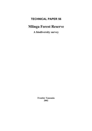 Mlinga Forest Reserve: a biodiversity survey. - Coastal Forests of ...