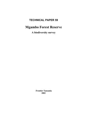 Mgambo Forest Reserve: A biodiversity survey. - Eastern Arc ...