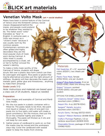 Venetian Volto Mask - Dick Blick - Dick Blick Art Materials