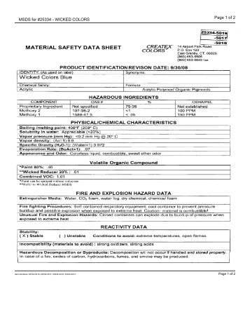 MSDS for #25334 - WICKED COLORS - Dick Blick