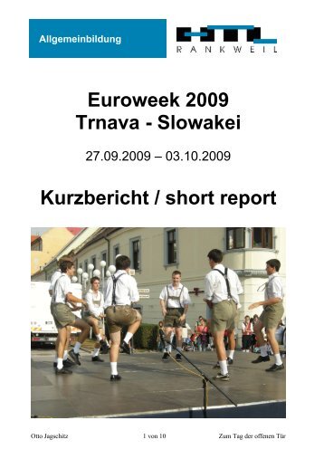 Euroweek 2009 Trnava - Slowakei Kurzbericht ... - HTL-Rankweil