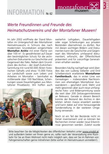 INFORMATION Nr. 62 - Stand Montafon