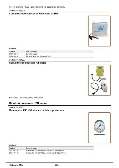 Sinergroup Catalogo Accessori Installazione Valvole Riduttori Everpure Pentek Filtri Acqua Osmosi Inversa Addolcitori Anticalcare