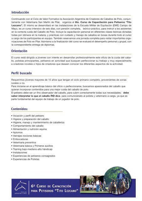 Cursos - AsociaciÃ³n Argentina de Criadores de Caballos de Polo