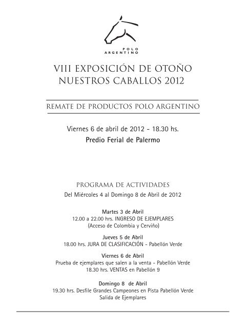 viii exposiciÃ³n de otoÃ±o nuestros caballos 2012 - AsociaciÃ³n ...