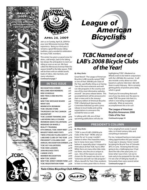 TCBC Named one of LAB's 2008 Bicycle Clubs of the Year!