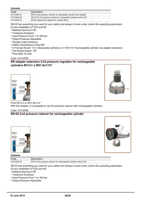 Sinergroup Installation accessories Catalog Mechanical water counter Digital meter Reducing water pressure Adaptors Clip Connectors Diverters Tube inserts 