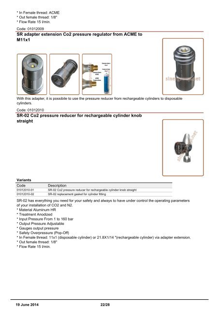 Sinergroup Installation accessories Catalog Mechanical water counter Digital meter Reducing water pressure Adaptors Clip Connectors Diverters Tube inserts 