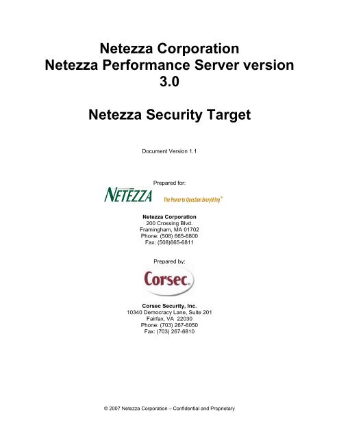 Netezza Security Target v1.1 - Common Criteria