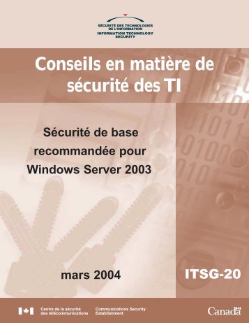 SÃ©curitÃ© de base recommandÃ©e pour Windows Server 2003