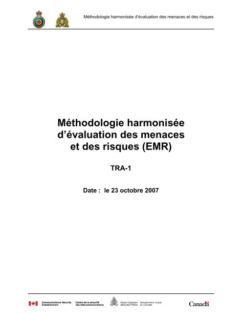 MÃ©thodologie harmonisÃ©e d'Ã©valuation des menaces et des risques ...