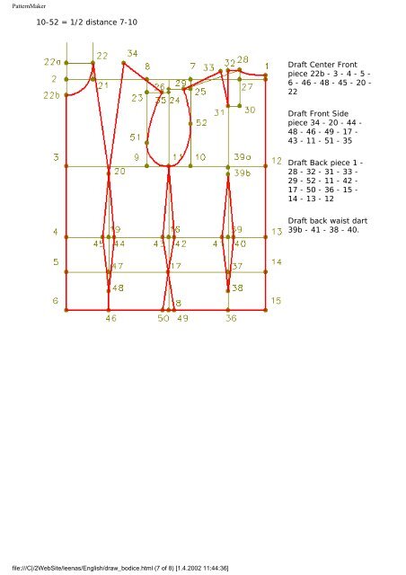 Drafting patterns for basic bodice (sloper) - Leena's.com