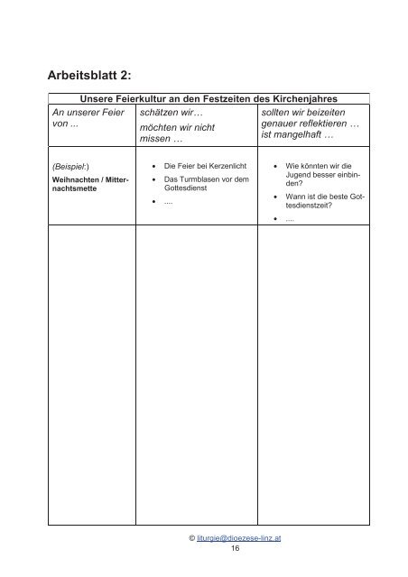 Fachausschuss Liturgie und Kinderliturgie - Linz - Katholische ...