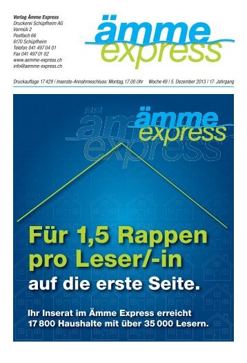 FÃ¼r 1,5 Rappen pro Leser/-in - Ã„mme Express