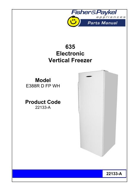 22133-A 635 Electronic Vertical Freezer Model - Jordans Manuals