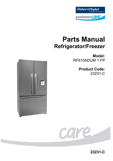 23231 C Parts Manual Refrigerator Freezer Model Jordans Manuals