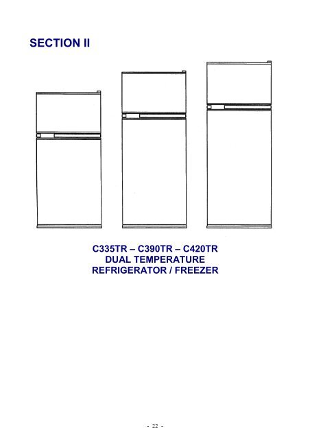 softline award series refrigerator / freezer models - Jordans Manuals