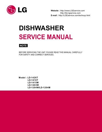 DISHWASHER SERVICE MANUAL - Jordans Manuals