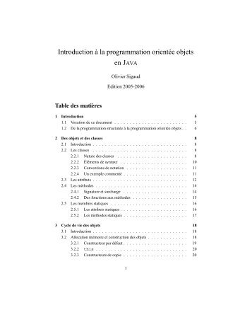 Introduction Ã  la programmation orientÃ©e objets en JAVA