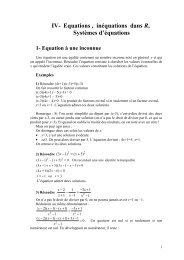 IV- Equations , inÃ©quations dans R, SystÃ¨mes d'Ã©quations