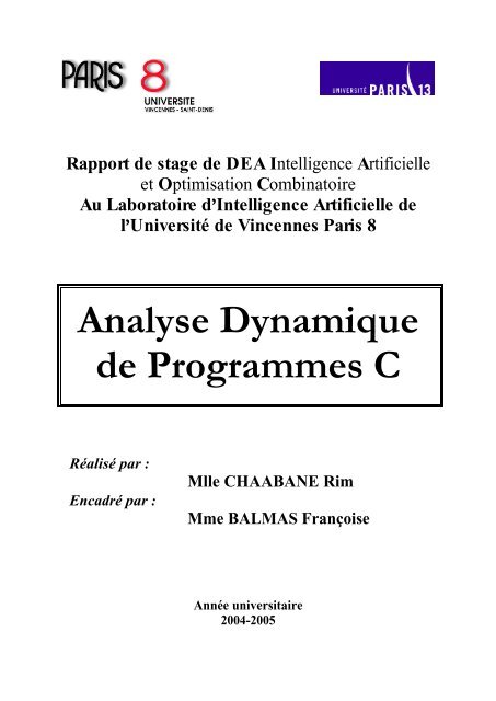 Rim Chaabane. Analyse dynamique de ... - UniversitÃ© Paris 8