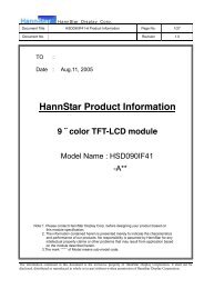 HannStar Product Information 9 ˝ color TFT-LCD module