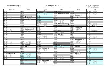 Testkalender Jahrgang 7 - Gesamtschule Rodenkirchen