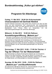 Programm Kultur Gut StÃ¤rken 2012 - Kulturwerkstatt Altenberge