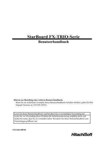 StarBoard FX-TRIO-Serie Benutzerhandbuch - Hitachi Solutions ...