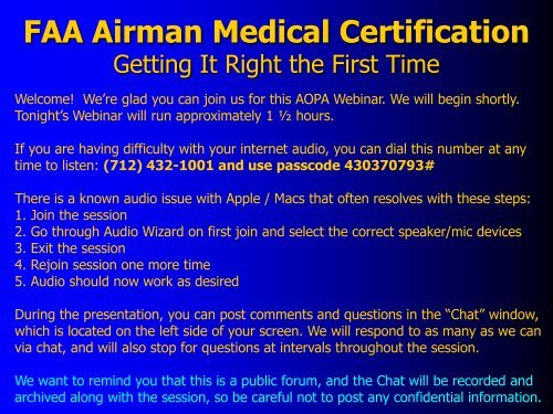 FAA Airman Medical Certification - Aircraft Owners and Pilots ...