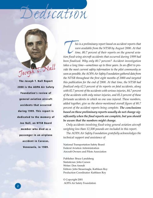 Joseph T. Nall Report - Aircraft Owners and Pilots Association